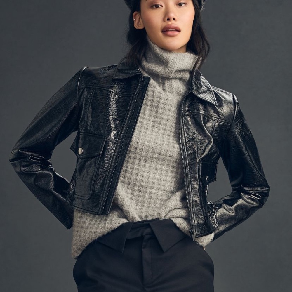 Maeve Faux Leather Crop Jacket